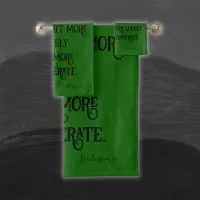 Black on Green Shakespeare Shall I Compare.. |  Bath Towel Set