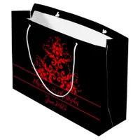 Romantic, Elegant Vintage Red Damask Large Gift Bag