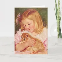 Sara holding a cat c. 1908 Mary Cassatt Card