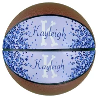 Simple Blue Brushed Metal and Glitter Monogram | Basketball