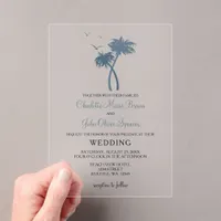 Blue Tropical Palm Tree Wedding Invitations