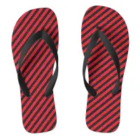 Thin Black & Red Diagonal Stripe Adult Flip Flops