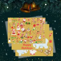 Merry and Bright Christmas on a gold background | Wrapping Paper Sheets