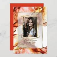 Save the Date | Photo Frame Autumn Abstract 4 Invitation