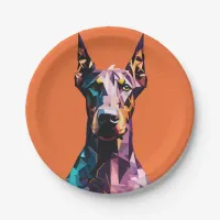 Polygonal Doberman Portrait Paper Plates