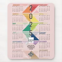 2025 Calendar Business Logo QR Code Pink Custom Mouse Pad