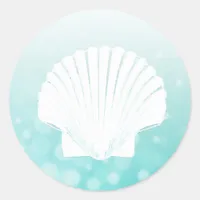 Teal and White Seashell Stickers