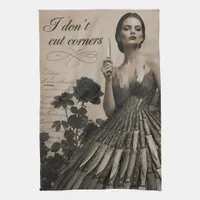 I Dont Cut Corners Surreal Collage Kitchen Towel