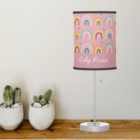 Monogram Pink Rainbow Pattern Table Lamp