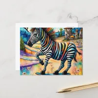 Skateboarding Zebra Postcard