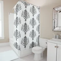 Elegant Vintage Black and White Damask  Shower Curtain