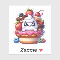 Cute Kawaii Strawberry Cupcake Sticker