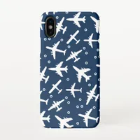 Blue White Aircraft Pattern iPhone XS Case