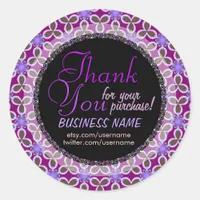 Purple Floral Pattern Business Thank You Sticker