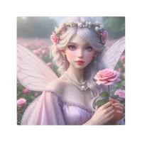 Beautiful June Fairy in Roses Metal Print