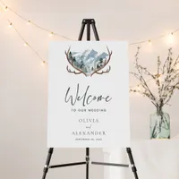 Rustic Antlers Mountain Wedding Welcome Foam Board