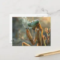 Smoking Mantis Surreal Postcard