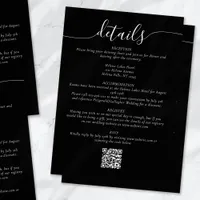 Black Elegant Script Simple Wedding Details Enclosure Card