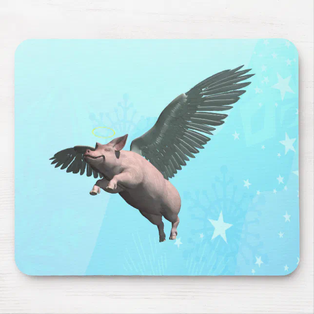 Cute Angel Pig Flying in the Sky