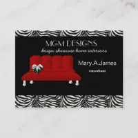 red trendy interior decorator Business Cards