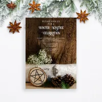 Natural Birch Tree Log Pine Cones Winter Solstice  Invitation