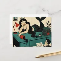 Mid Century Sea Witch on Desk Postcard