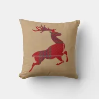 Kraft & Tartan Reindeer Red ID589 Throw Pillow