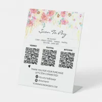 *~* 3 PAYMENTS Table Tent QR Tabletop Floral Pedestal Sign