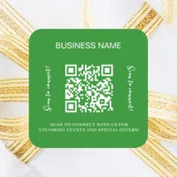 Forest green business name qr code website square sticker