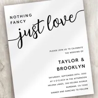 Budget Nothing Fancy Just Love Wedding Invitation