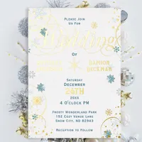 Elegant Snowflake Swirls Winter Wonderland Wedding Foil Invitation
