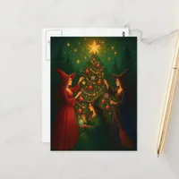 Three Witches Decorate the Yule Tree Postcard