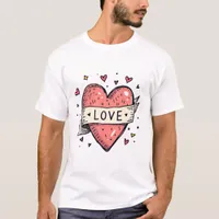 Valentine's Day Vintage Heart Doodle Love T-Shirt