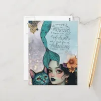 Must Be a Mermaid Mixed Media Collage Postcard