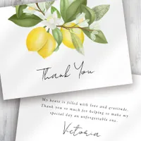 Watercolor Citrus Lemons Bridal Shower Thank You Card