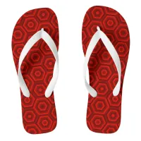 Red Nested Hexagons Flip Flops