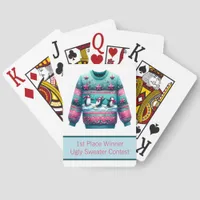 1st Place Winner Ugly Sweater Contest Pink Teal  Jumbo Poker Cards