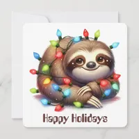 Funny Sloth Holiday Greeting Card