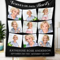 Memorial Remembrance Keepsake Custom Photo Collage Fleece Blanket