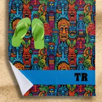 Colorful Tiki Vintage Hawaiian Beach Towel