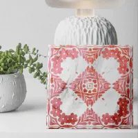 Elegant Distressed Red and White Marble Looking  Ceramic Tile