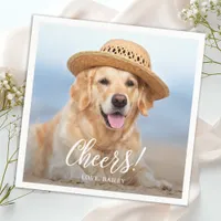 Cheers Simple Modern Custom Photo Pet Dog Wedding Napkins