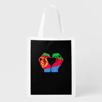 Hands Heart With Eritrean Flag Grocery Bag