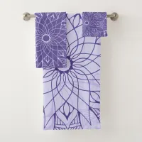 Monochrome Purple Mandala Bath Towels Set