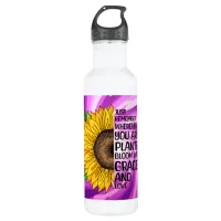 Inspirational Quote and Hand Drawn Sunflower Stainless Steel Water Bottle