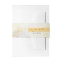 Elegant Modern Watercolor Leaf Wedding Invitation Belly Band