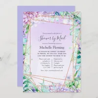 Geometric Floral Bridal or Baby Shower by Mail Invitation