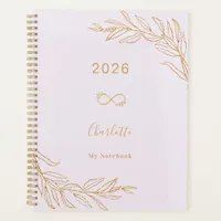 Lavender pink gold botanical foliage elegant planner