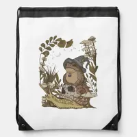 Cottagecore Mushroom Botanical Witchy Frog Goblinc Drawstring Bag