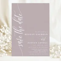 Dusty Lavender Simple Modern Script Save The Date